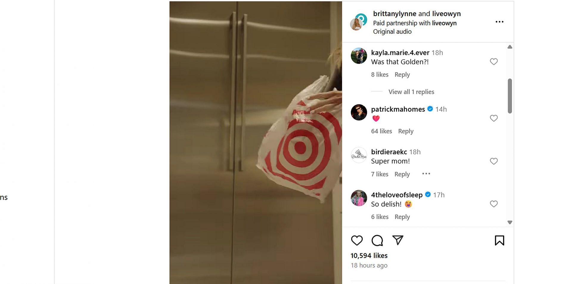 Patrick Mahomes reacts as wife Brittany involves two-year-old son Bronze in her intense workout routine/@brittanylynne